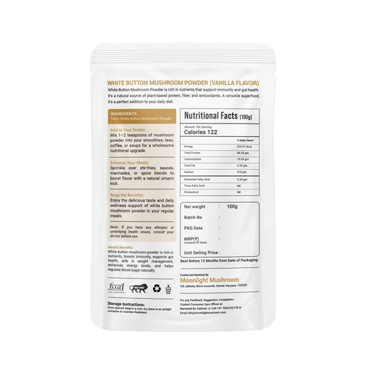 Moonlight Mushroom – Vanilla Flavoured White Button Mushroom Powder