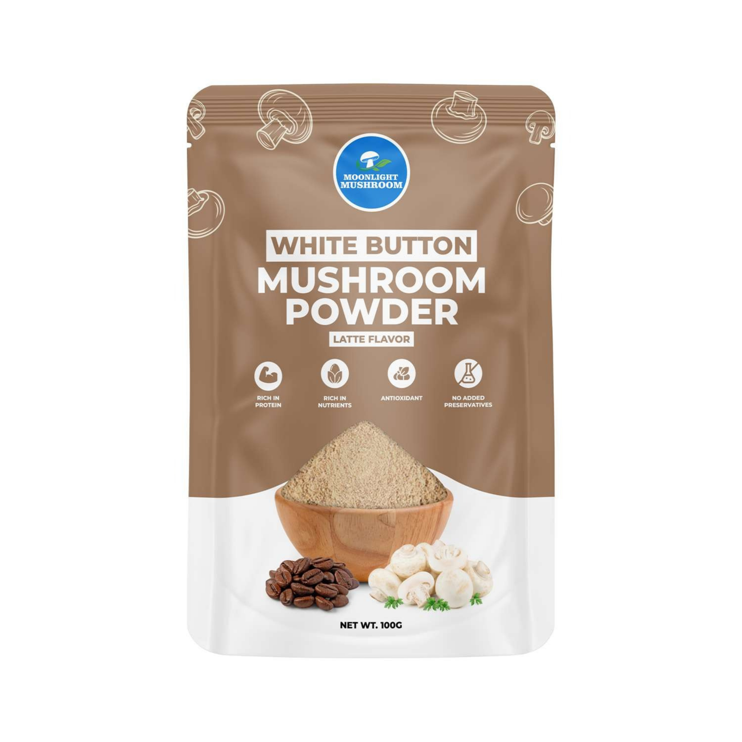 Moonlight Mushroom – Latte Flavoured White Button Mushroom Powder