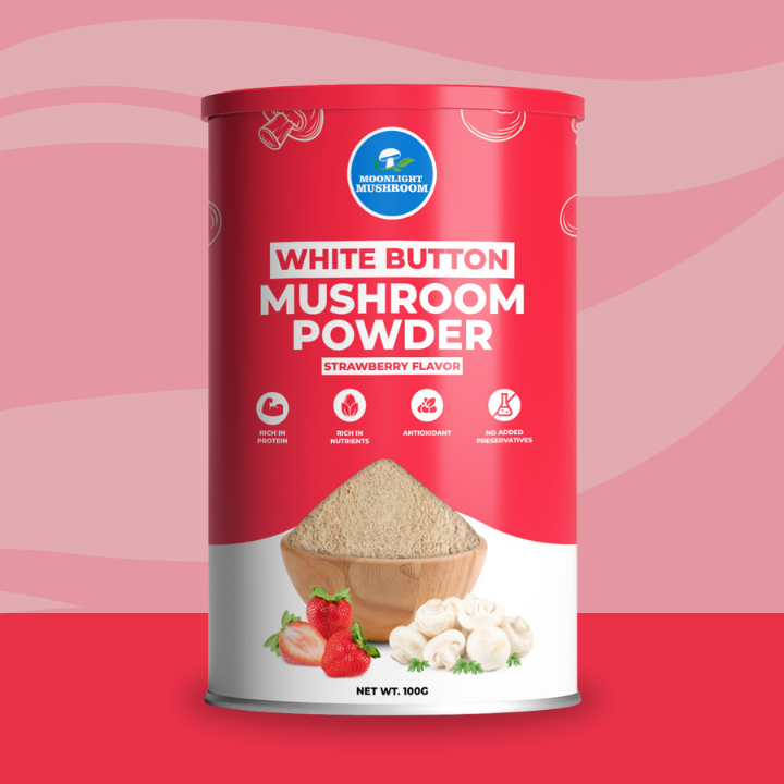 Moonlight Premium – Strawberry Flavoured White Button Mushroom Powder Can