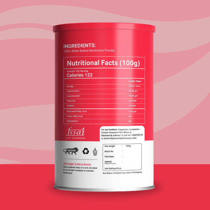 Moonlight Premium – Strawberry Flavoured White Button Mushroom Powder Can