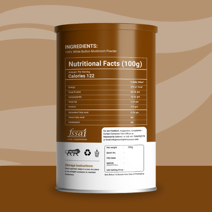 Moonlight Premium – Chocolate Flavoured White Button Mushroom Powder Can