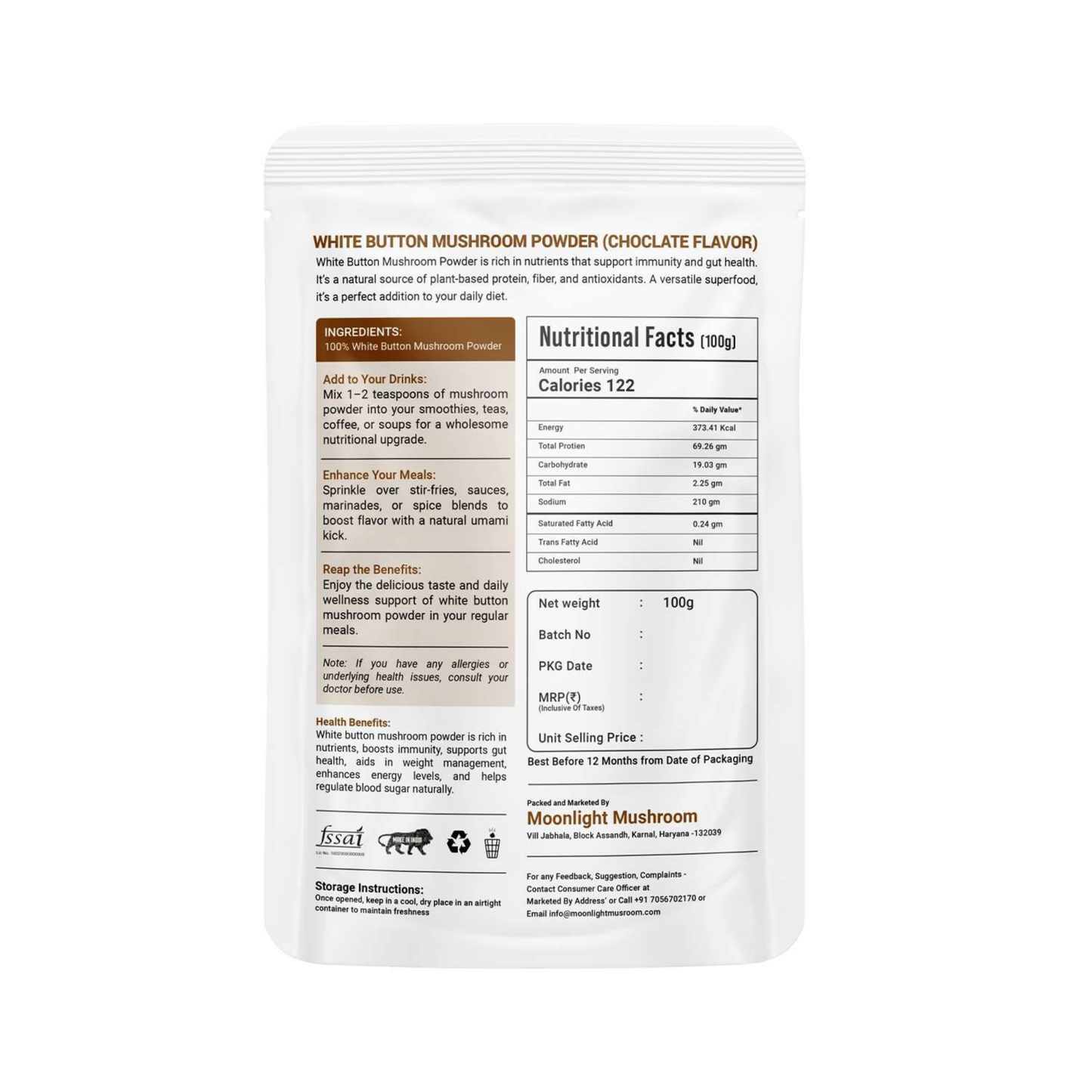 Moonlight Mushroom – Chocolate Flavoured White Button Mushroom Powder