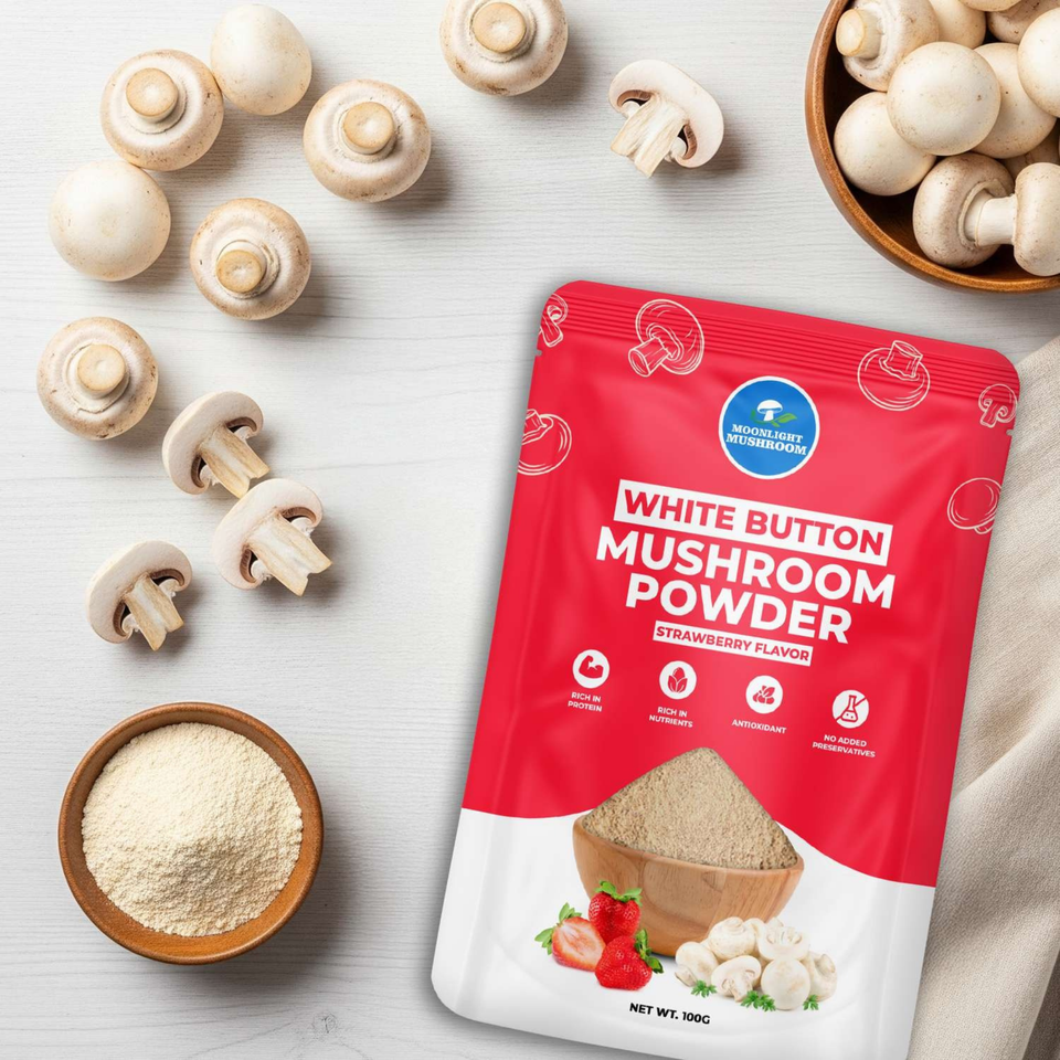 Moonlight Mushroom – Strawberry Flavoured White Button Mushroom Powder