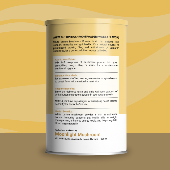 Moonlight Premium – Vanilla Flavoured White Button Mushroom Powder Can
