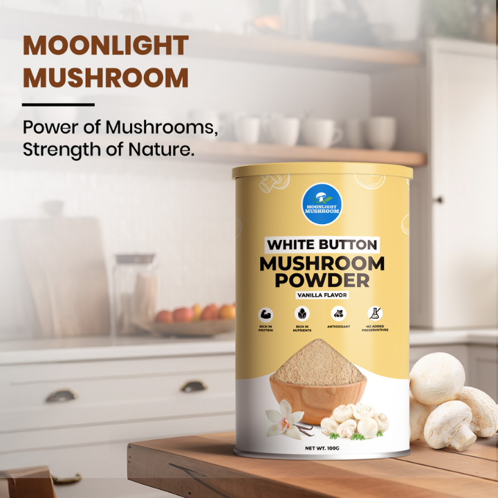 Moonlight Premium – Vanilla Flavoured White Button Mushroom Powder Can
