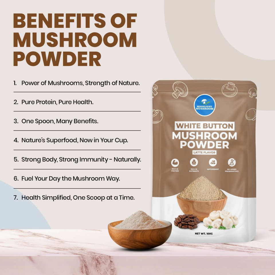 Moonlight Mushroom – Latte Flavoured White Button Mushroom Powder