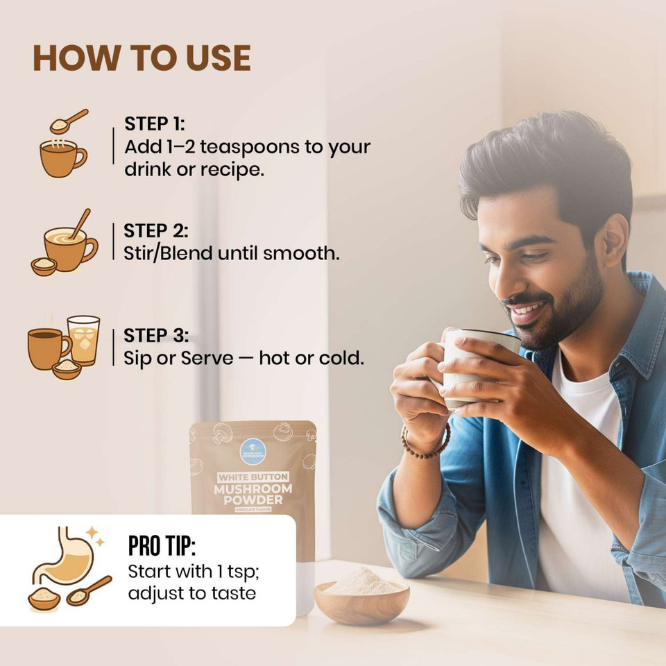 Moonlight Mushroom – Chocolate Flavoured White Button Mushroom Powder